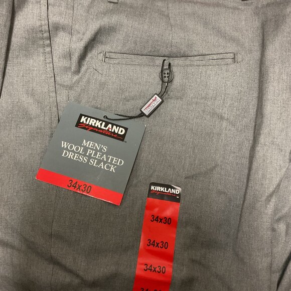 Kirkland Signature Men's Wool Pleated Dress Slack Pants,Light Grey,New With Tag - Picture 3 of 4